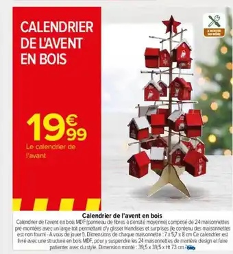 Carrefour Calendrier de l'avent en bois offre
