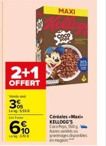 Carrefour Market Céréales «maxi» kellogg's offre