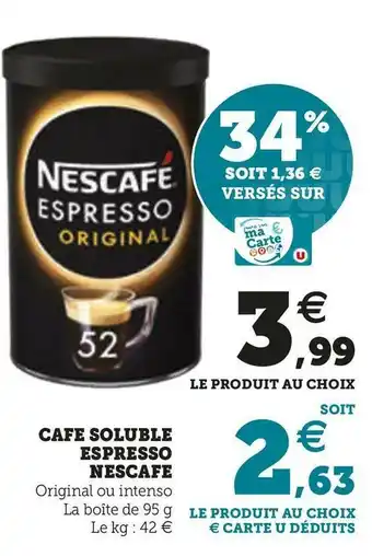 U Express CAFE SOLUBLE ESPRESSO offre