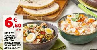 Super U SALADE NIÇOISE AU THON OU DUO D'ANANAS ET DE CAROTTES AU SURIMI offre