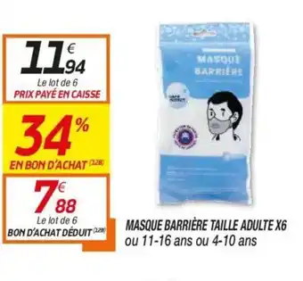 Masque Barrière Taille Adulte