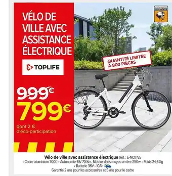 Carrefour Market Vélo de ville avec assistance électrique toplife offre