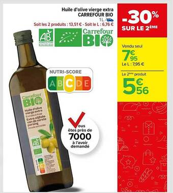 Carrefour Market Huile d'olive vierge extra carrefour bio offre