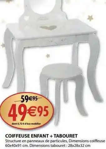 Coiffeuse enfant + tabouret