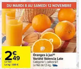 Carrefour Market Oranges à jus variété valencia late offre
