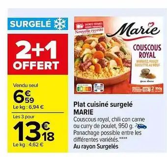 Carrefour Market Plat cuisiné surgelé marie offre