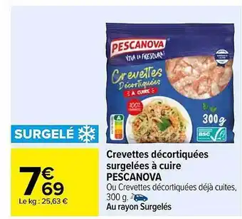 Carrefour Market Crevettes décortiquées surgelées à cuire pescanova offre
