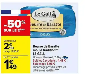 Carrefour Market Beurre de baratte moulé tradition le gall offre
