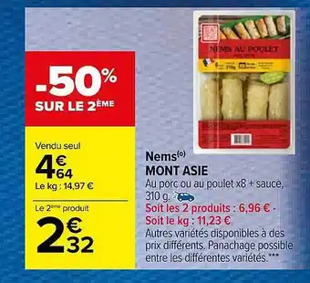 Carrefour Market Nems mont asie offre