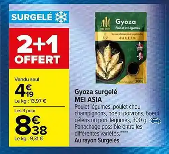 Carrefour Market Gyoza surgelé mei asia offre