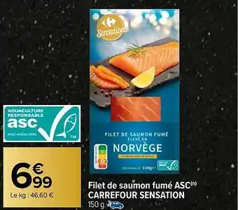 Carrefour Market Filet de saumon fumé asc carrefour sensation offre