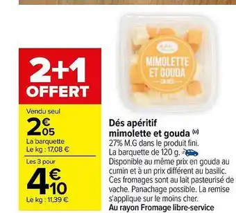 Carrefour Market Dés apéritif mimolette et gouda offre