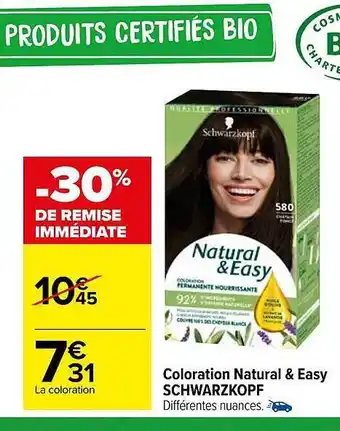 Carrefour Market Coloration natural & easy schwarzkopf offre
