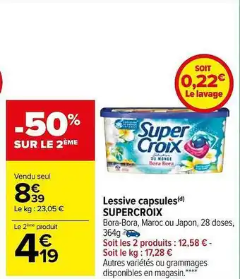 Carrefour Market Lessive capsules super croix offre