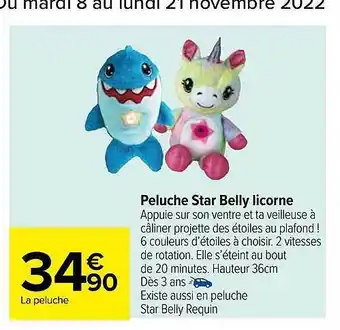 Carrefour Market Peluche star belly licorne offre