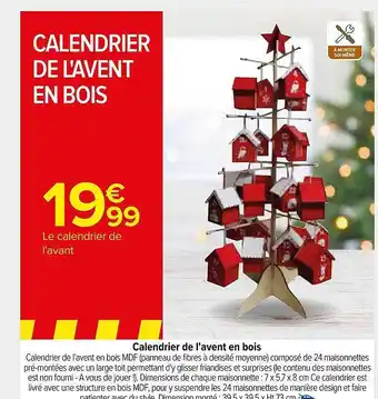 Carrefour Market Calendrier de l'avent en bois offre