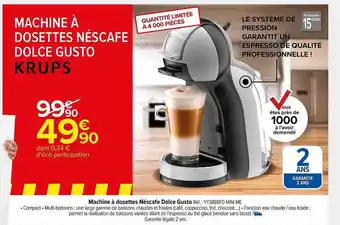 Carrefour Market Machine à dosettes néscafé dolce gusto krups offre