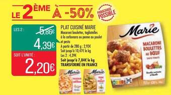 Match Plat cuisiné marie offre