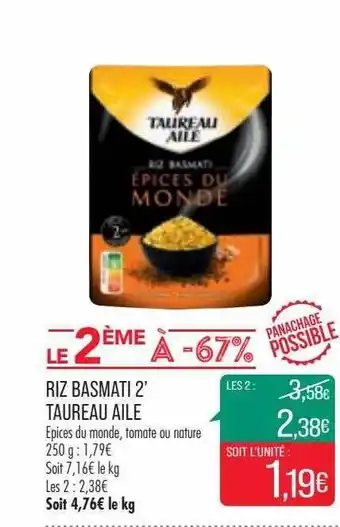 Match Riz basmati 2' taureau ailé offre