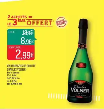 Match Vin mousseux de qualité charles volner offre