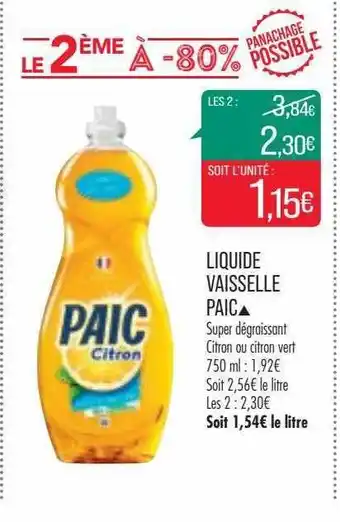 Match Liquide vaisselle paic offre