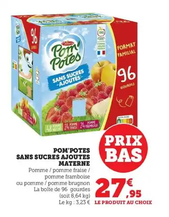 U Express Pom'potes sans sucres ajoutes materne offre