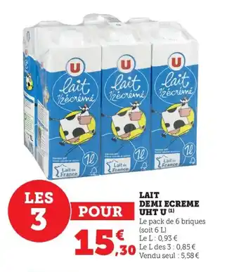 U Express Lait demi ecreme uht U offre