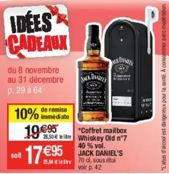 Cora x Carrefour Coffret mailbox whiskey old n7 40% vol. JACK DANIEL'S offre