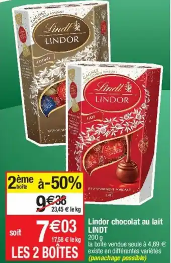 Cora x Carrefour Lindor chocolat au lait LINDT offre