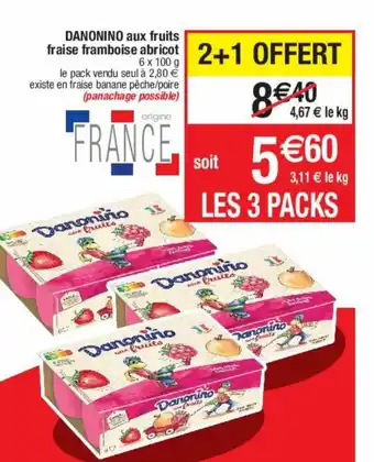 Cora x Carrefour Danonino Aux Fruits Fraise Framboise Abricot offre