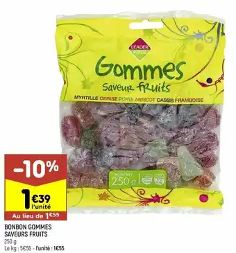 Leader Price Bonbon gommes saveurs fruits offre
