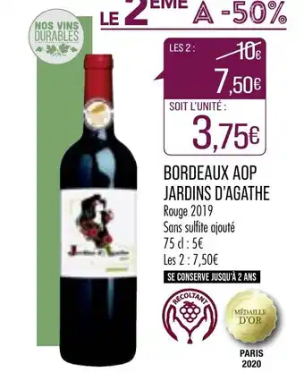 Match Bordeaux AOP Jardins d'Agathe offre