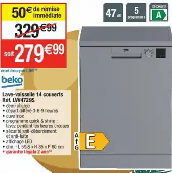 Cora x Carrefour Lave-Vaisselle 14 Couverts Réf: LW4729S offre