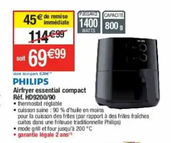 Cora x Carrefour Airfryer Essential Compact Réf. HD9200/90 offre