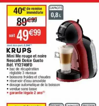Cora x Carrefour Krups Mini Me Rouge Et Noire Nescafe Dolce Gusto offre
