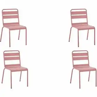 Truffaut Lot de 4 chaises de jardin - acier - rose offre
