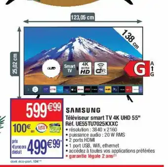 Cora x Carrefour Samsung Televiseur Smart TV 4k UHD 55 offre