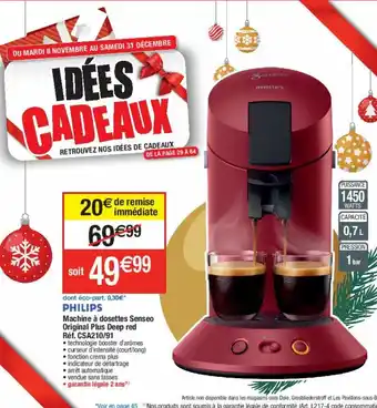 Philips Machine a Dosettes Senseo Original Plus Deep Red