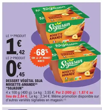 E.Leclerc Dessert Vegetal Soja Noisette Amande Sojasun offre