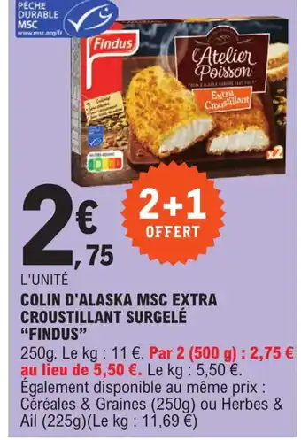 E.Leclerc Colin d'Alaska MSC Extra Croustillant Surgelé Findus offre