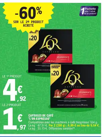E.Leclerc Capsules de Café l'Or Espresso offre