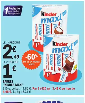 E.Leclerc Barres Kinder Maxi offre