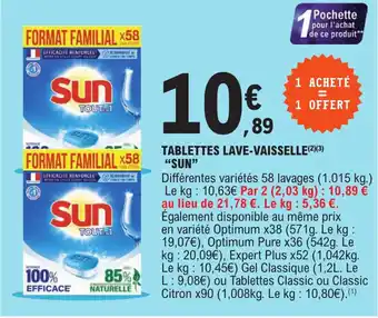 E.Leclerc Tablettes Lave-Vaisselle Sun offre