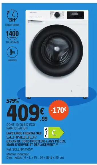 E.Leclerc Lave Linge Frontal 9kg offre