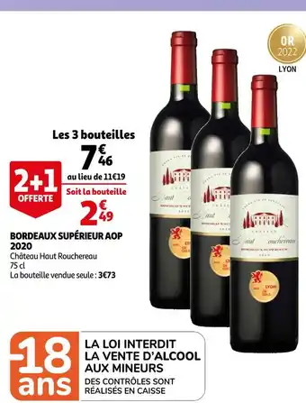 Auchan Château haut rouchereau bordeaux supérieur aop 2020 offre