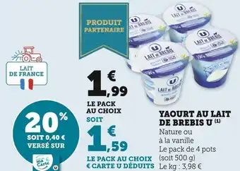 U Express U yaourt au lait de brebis offre