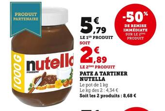 Super U Ferrero pate à tartiner offre