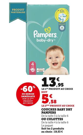 Super U Pampers couches baby dry offre