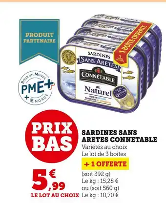 U Express Connétable sardines sans aretes offre