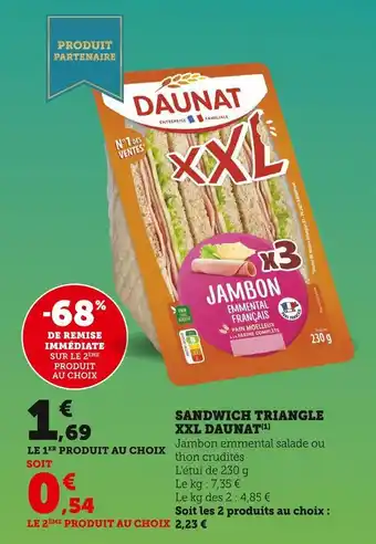 U Express Daunat sandwich triangle xxl offre